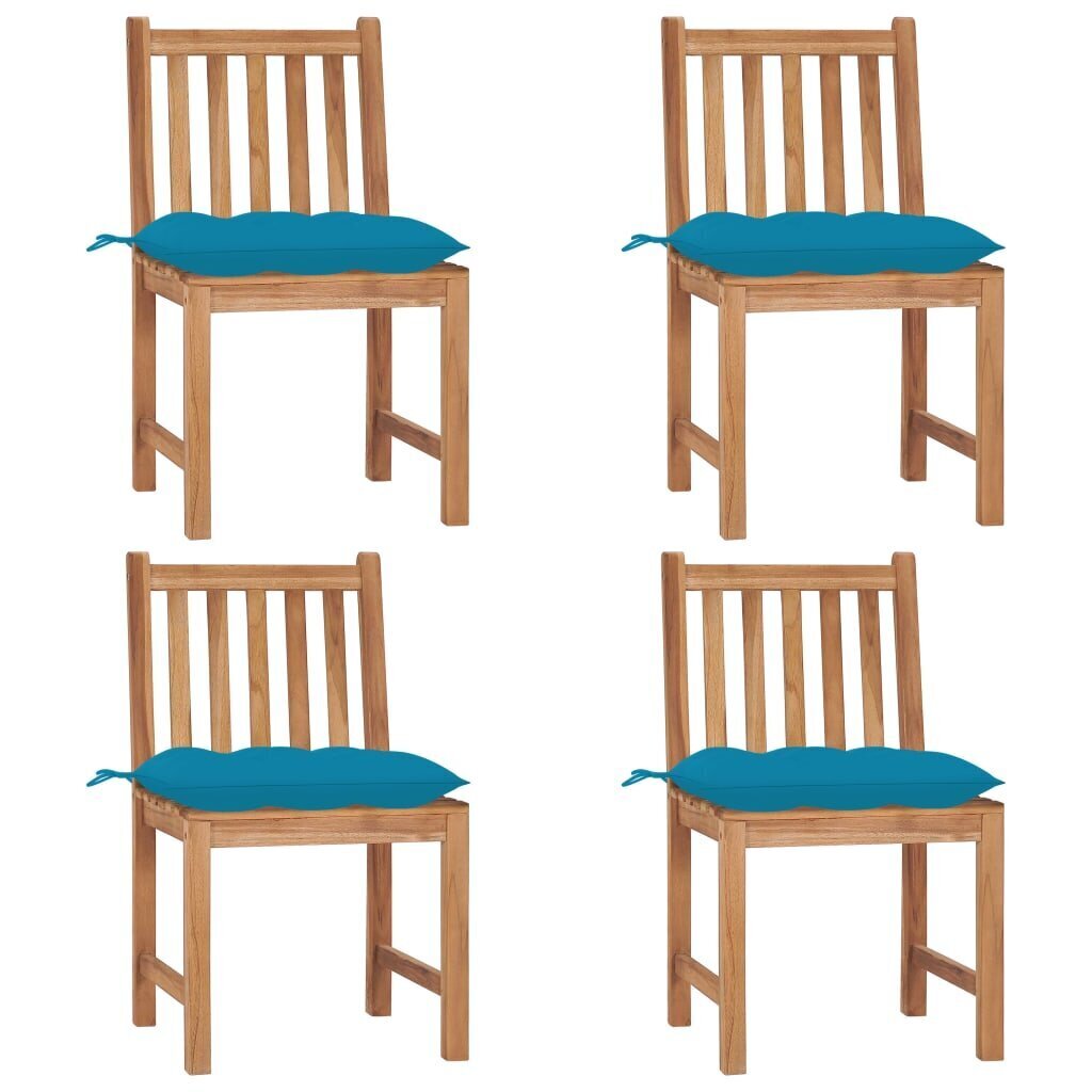 vidaXL dārza krēsli ar matračiem, 4 gab., masīvs tīkkoks cena un informācija | Dārza krēsli | 220.lv