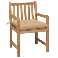vidaXL dārza krēsli, 2 gab., bēši matrači, masīvs tīkkoks cena un informācija | Dārza krēsli | 220.lv