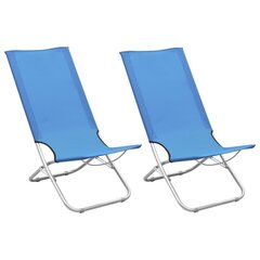 vidaXL salokāmi pludmales krēsli, 2 gab., zils audums цена и информация | Садовые стулья, кресла, пуфы | 220.lv
