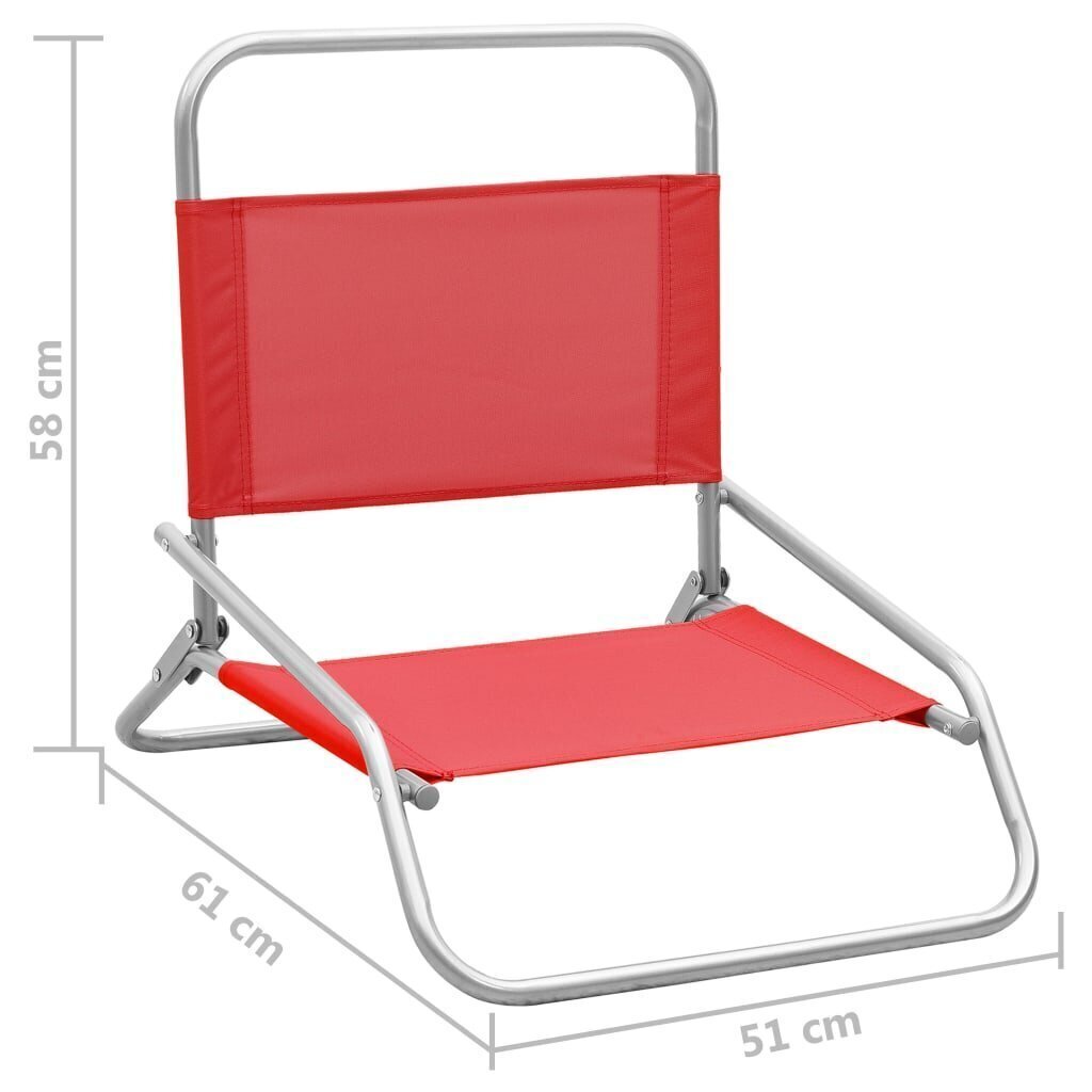 vidaXL salokāmi pludmales krēsli, 2 gab., sarkans audums цена и информация | Dārza krēsli | 220.lv