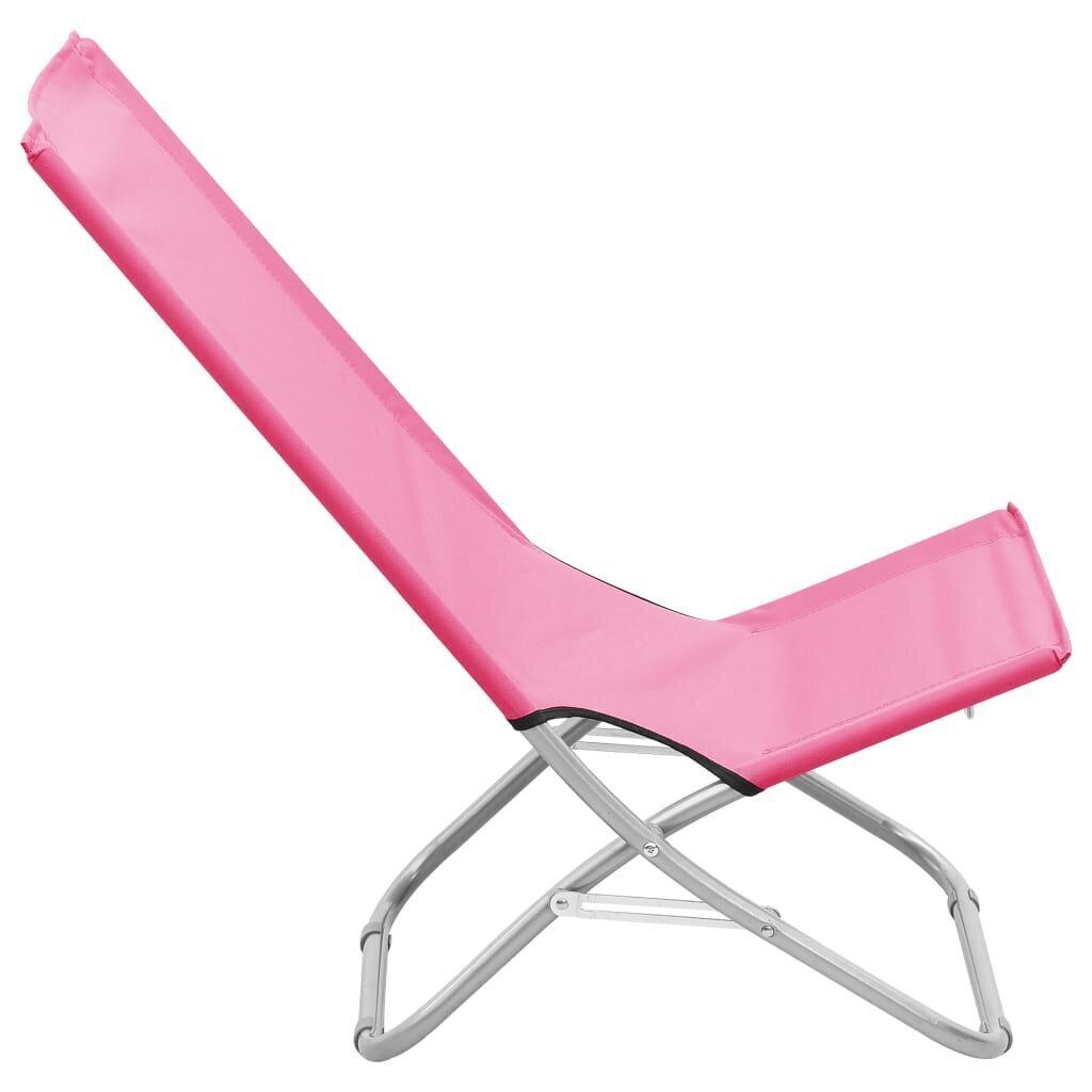 vidaXL salokāmi pludmales krēsli, 2 gab., rozā audums cena un informācija | Dārza krēsli | 220.lv
