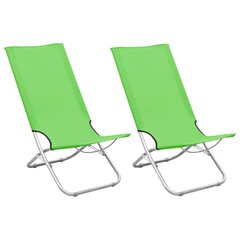 vidaXL salokāmi pludmales krēsli, 2 gab., zaļš audums cena un informācija | Dārza krēsli | 220.lv