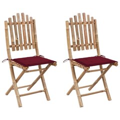 vidaXL saliekami dārza krēsli ar matračiem, 2 gab., bambuss цена и информация | Садовые стулья, кресла, пуфы | 220.lv