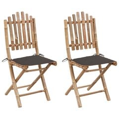 vidaXL saliekami dārza krēsli ar matračiem, 2 gab., bambuss cena un informācija | Dārza krēsli | 220.lv