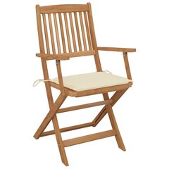 vidaXL saliekami dārza krēsli ar matračiem, 2 gb., akācijas masīvkoks cena un informācija | Dārza krēsli | 220.lv