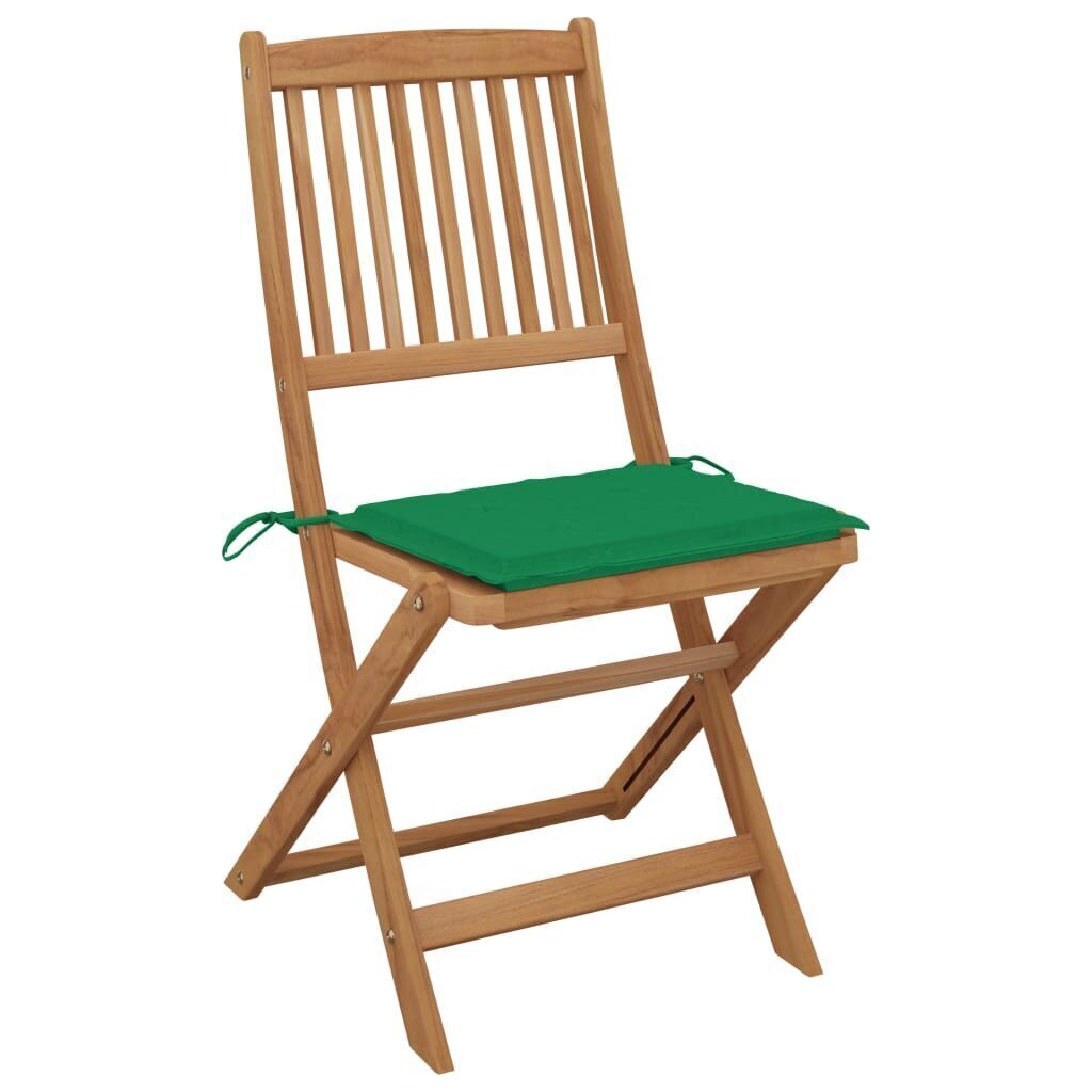 vidaXL saliekami dārza krēsli ar matračiem, 2 gab., akācijas masīvkoks cena un informācija | Dārza krēsli | 220.lv