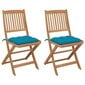 vidaXL saliekami dārza krēsli ar matračiem, 2 gab., akācijas masīvkoks цена и информация | Dārza krēsli | 220.lv