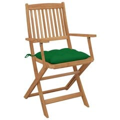vidaXL saliekami dārza krēsli ar matračiem, 4 gab., akācijas masīvkoks cena un informācija | Dārza krēsli | 220.lv