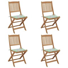 vidaXL saliekami dārza krēsli ar matračiem, 4 gab., akācijas masīvkoks cena un informācija | Dārza krēsli | 220.lv