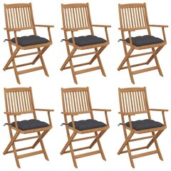 vidaXL saliekami dārza krēsli ar matračiem, 6 gb., akācijas masīvkoks cena un informācija | Dārza krēsli | 220.lv