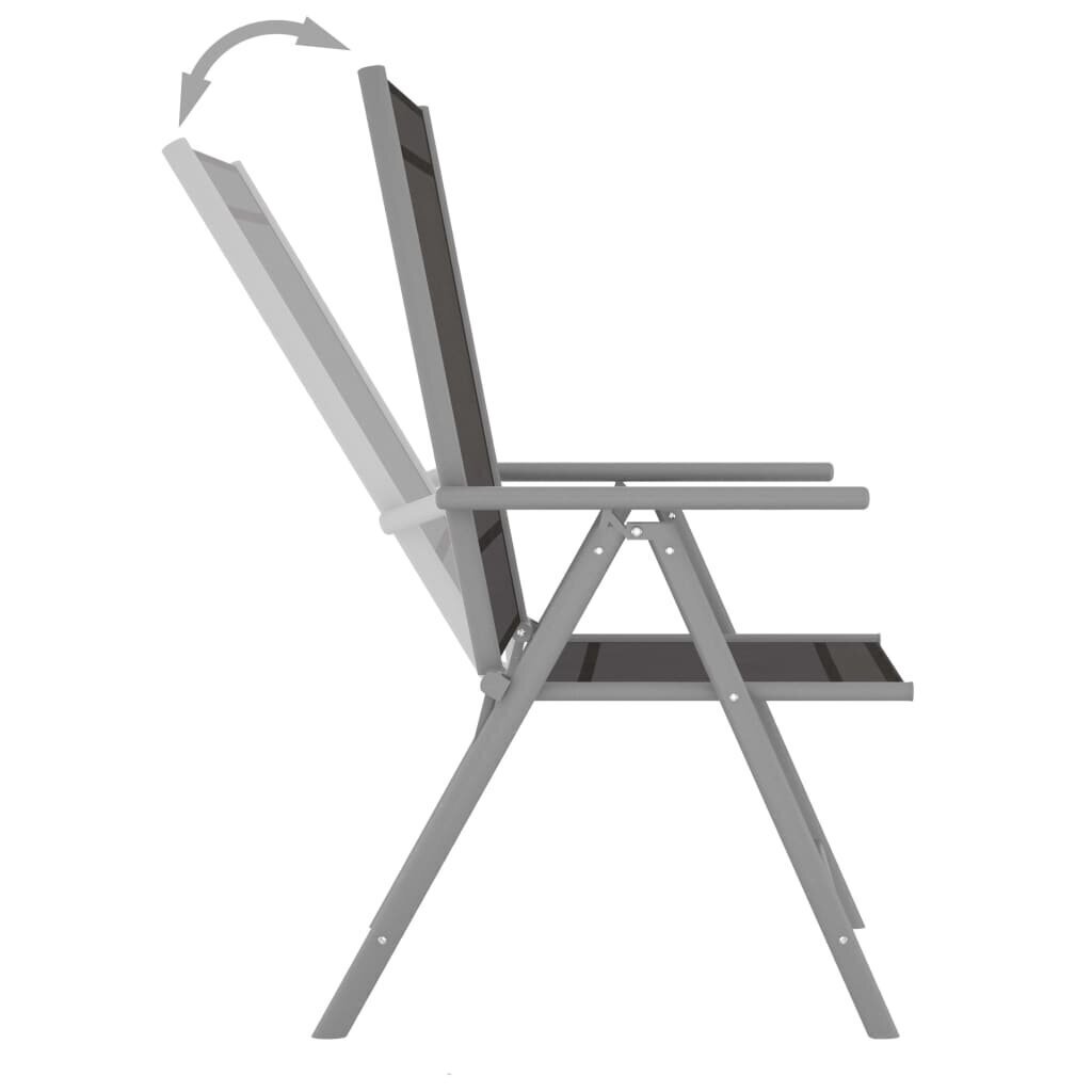 vidaXL saliekami dārza krēsli, 4 gab., tekstilēns, melni цена и информация | Dārza krēsli | 220.lv