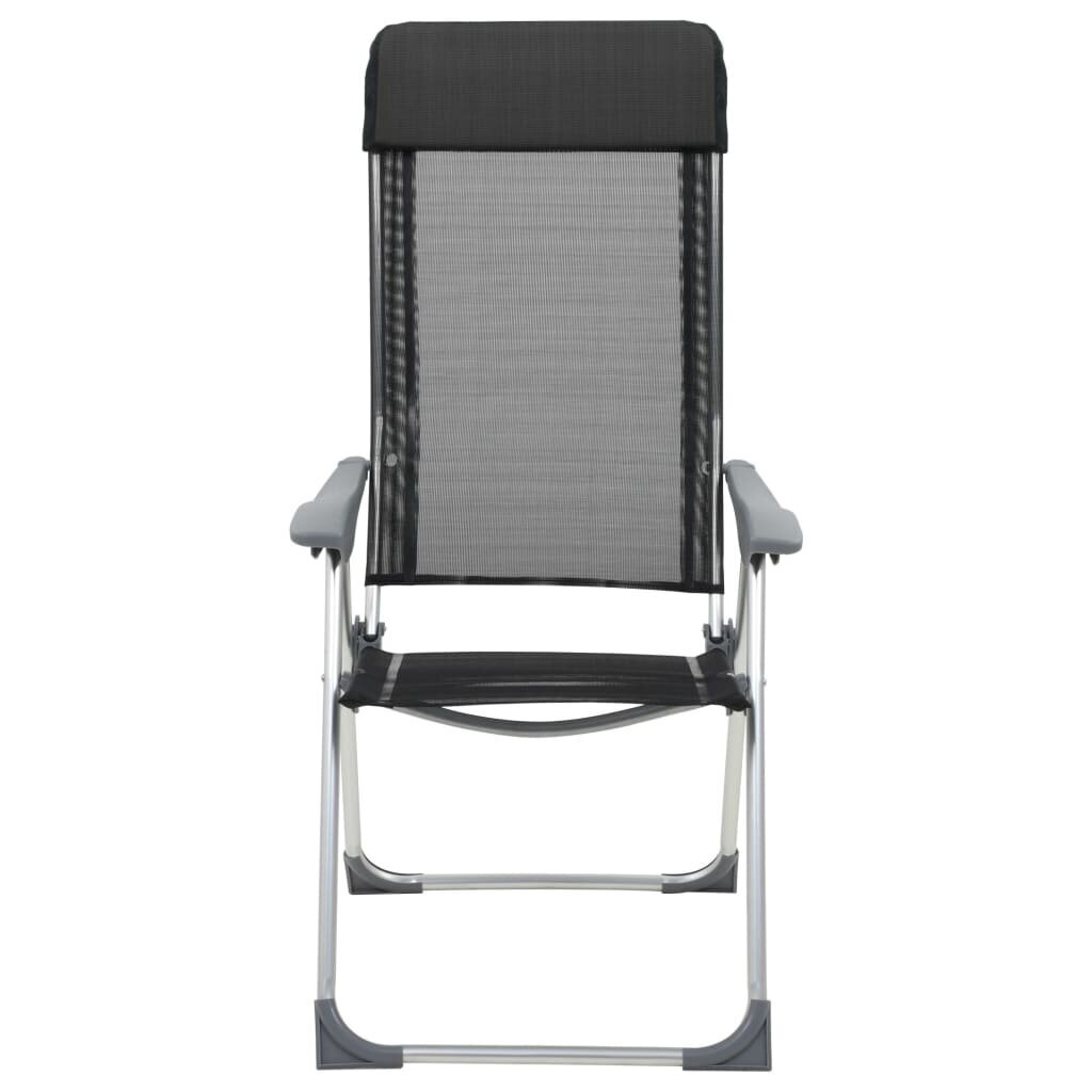 vidaXL kempinga krēsli, 4 gab., melni, alumīnijs, salokāmi цена и информация |  Tūrisma mēbeles | 220.lv