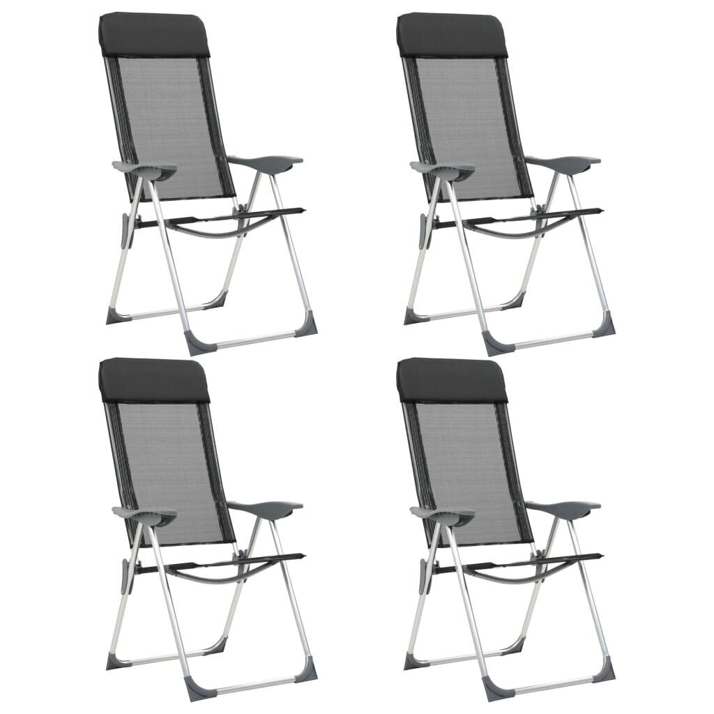 vidaXL kempinga krēsli, 4 gab., melni, alumīnijs, salokāmi cena un informācija |  Tūrisma mēbeles | 220.lv