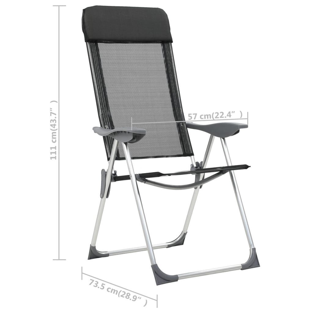 vidaXL kempinga krēsli, 4 gab., melni, alumīnijs, salokāmi цена и информация |  Tūrisma mēbeles | 220.lv