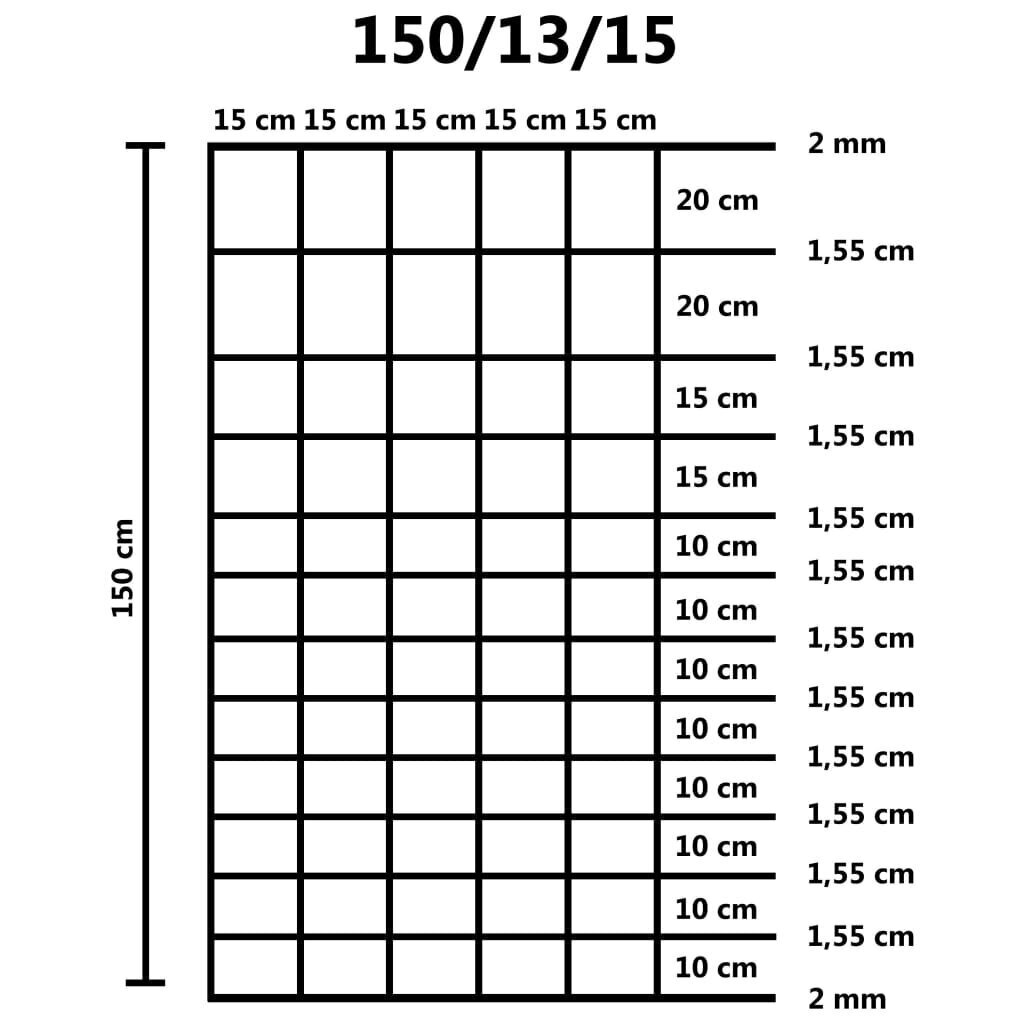 vidaXL dārza žogs, cinkots tērauds, 50 m, 150 cm, sudraba krāsa цена и информация | Žogi un piederumi | 220.lv