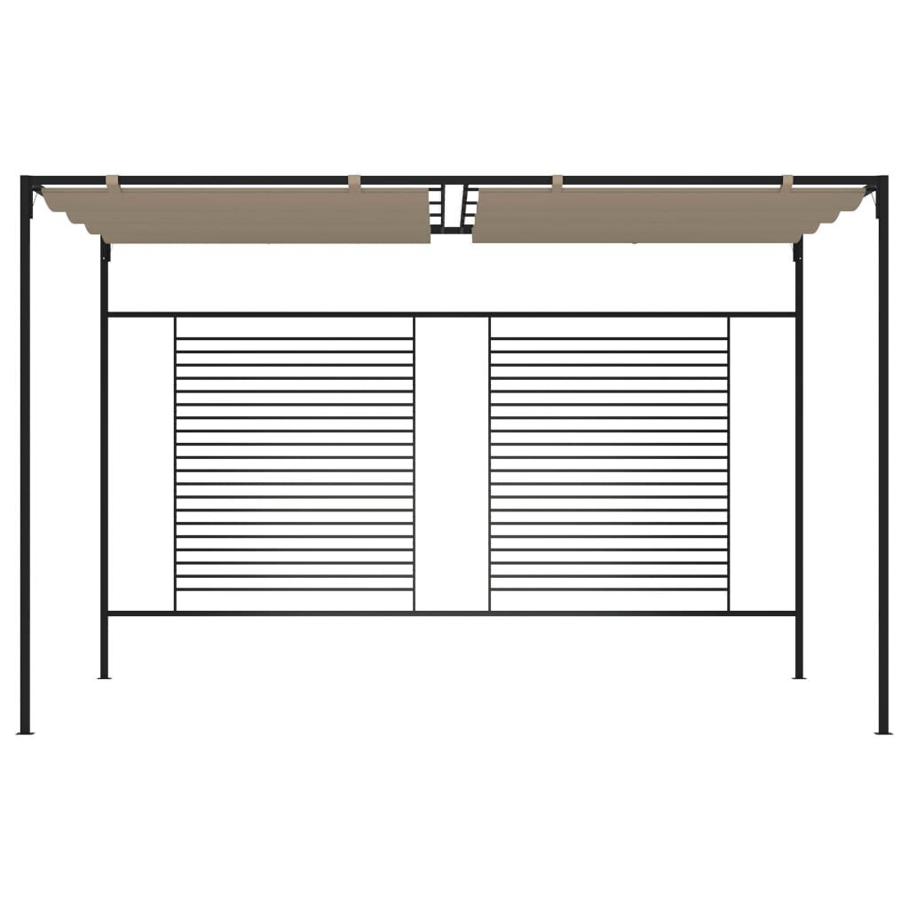 Pavėsinė su įtraukiamu stogu, taupe spalvos, 3x4x2,3m, 180g/m² cena un informācija | Dārza nojumes un lapenes | 220.lv