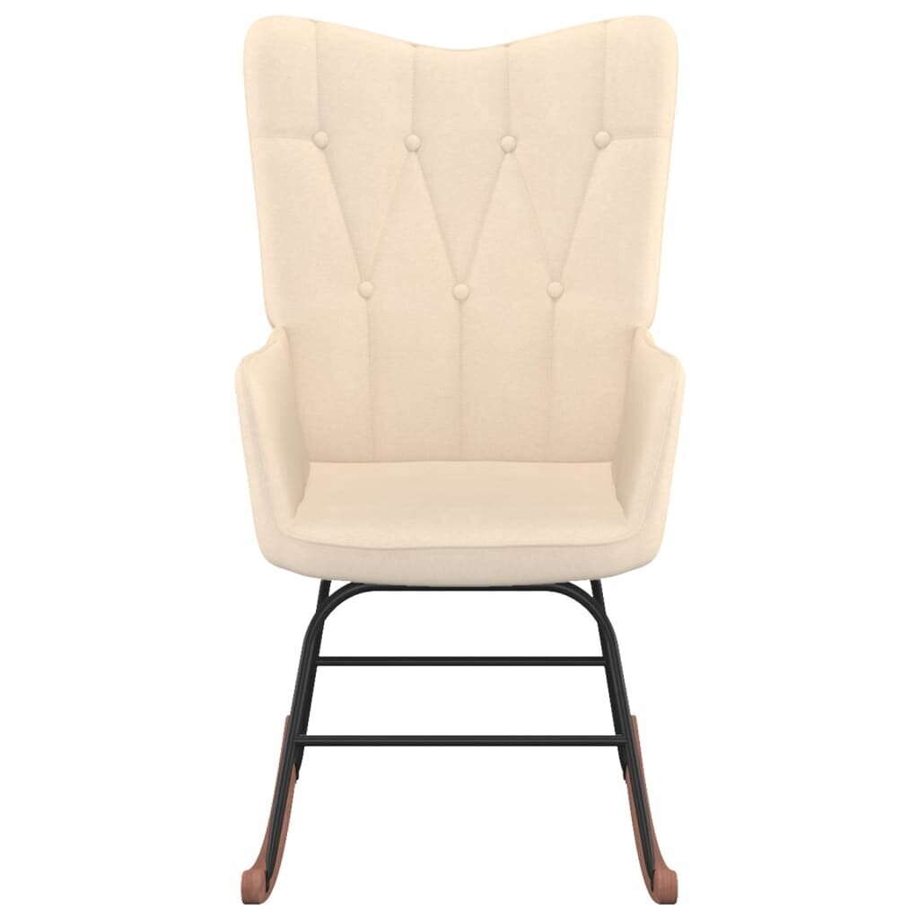 vidaXL Šūpuļkrēsls ar kāju balstu, krēmkrāsas, audums cena un informācija | Atpūtas krēsli | 220.lv