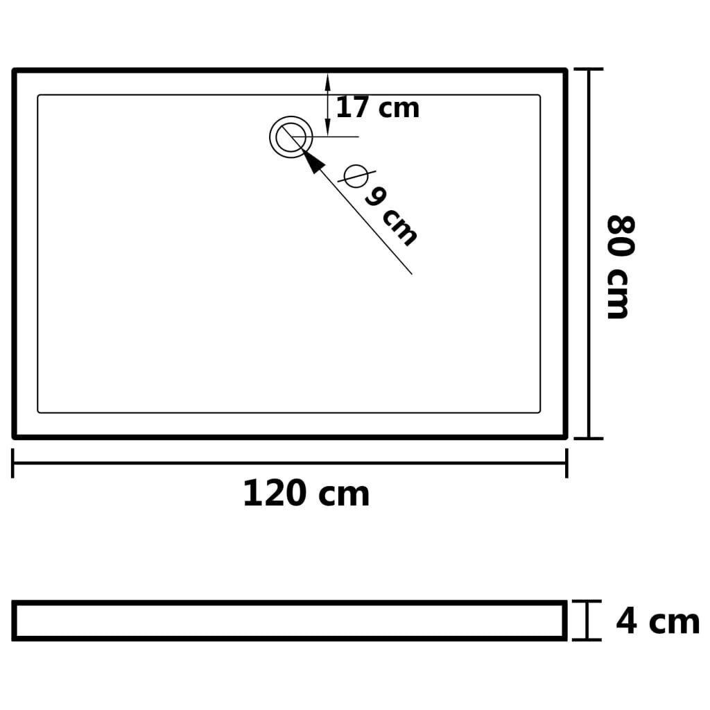 vidaXL dušas pamatne, punktota, balta, 80x120x4 cm, ABS цена и информация | Dušas paliktņi | 220.lv