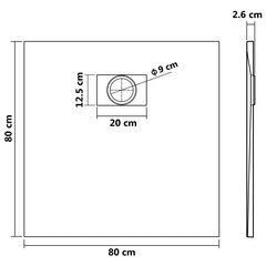 vidaXL dušas pamatne, 80x80 cm, SMC, pelēka цена и информация | Душевые поддоны | 220.lv