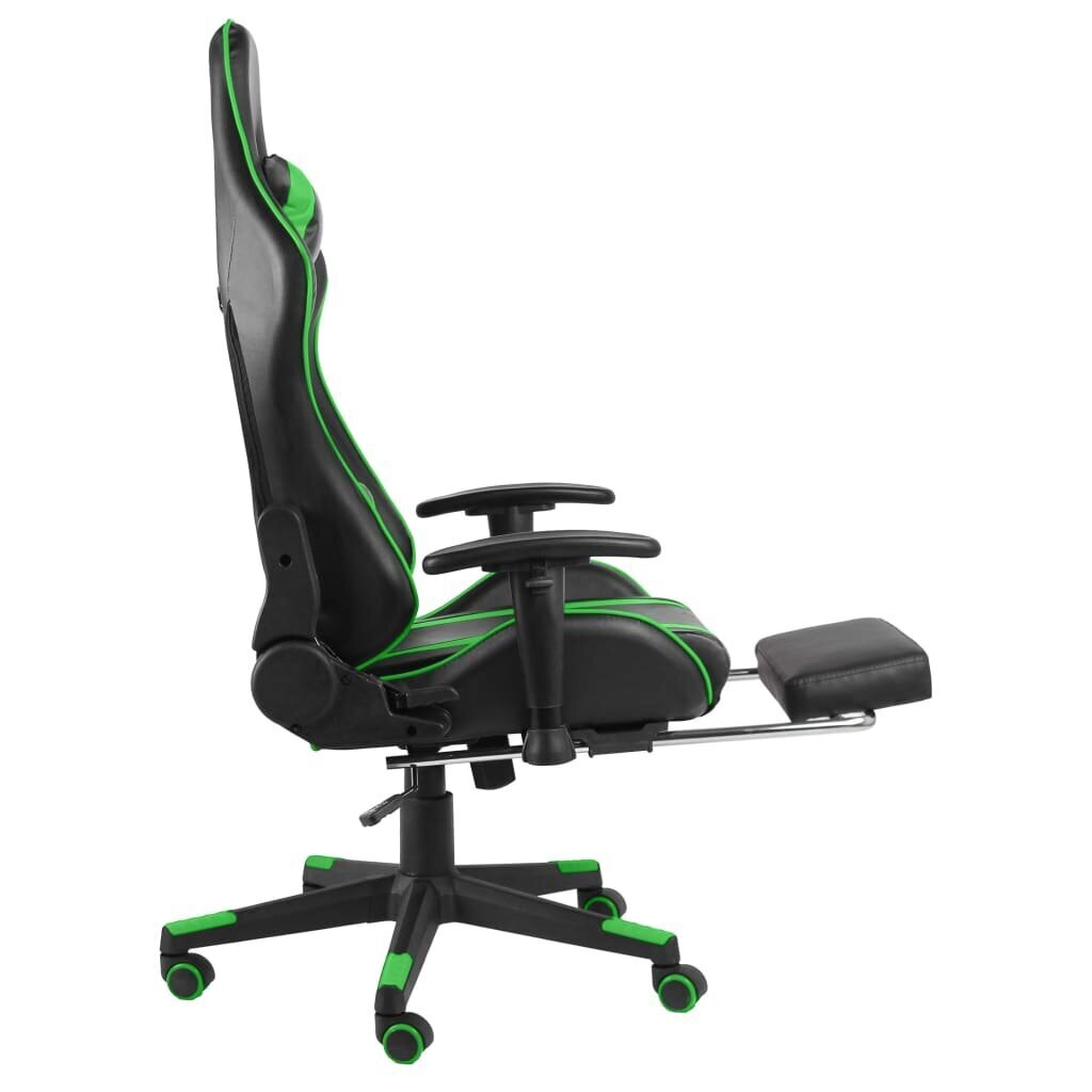 vidaXL datorspēļu krēsls ar kāju balstu, grozāms, zaļš, PVC cena un informācija | Biroja krēsli | 220.lv
