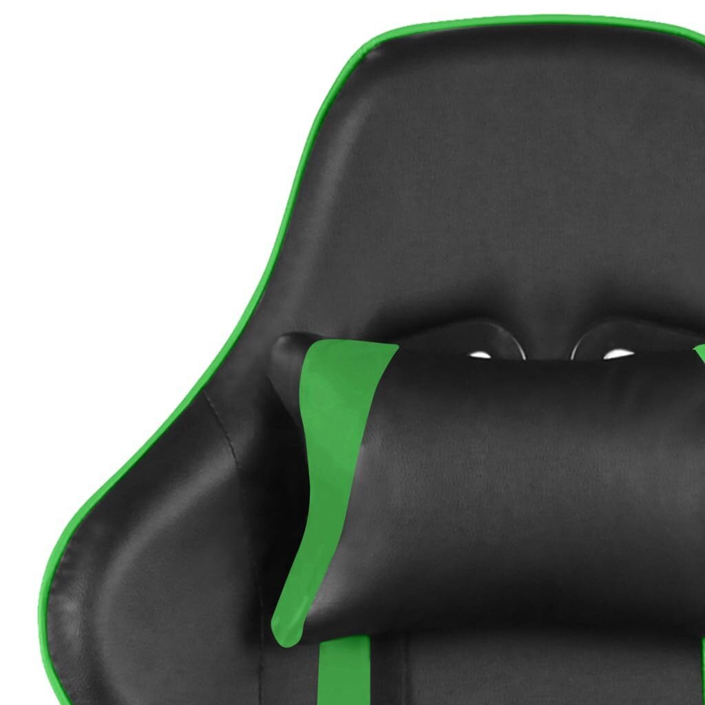 vidaXL datorspēļu krēsls ar kāju balstu, grozāms, zaļš, PVC цена и информация | Biroja krēsli | 220.lv
