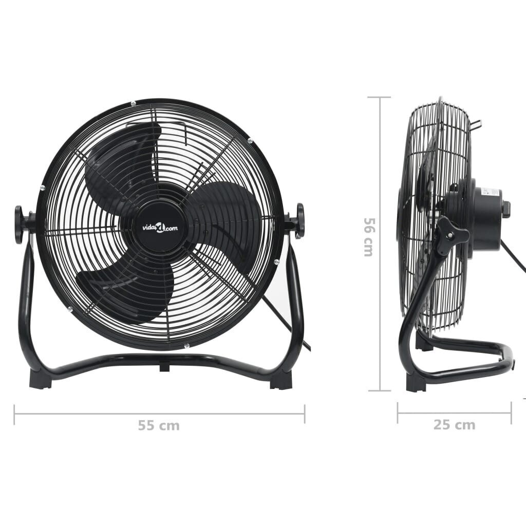 vidaXL grīdas ventilators ar 3 ātrumiem, 55 cm, 100 W, melns цена и информация | Ventilatori | 220.lv