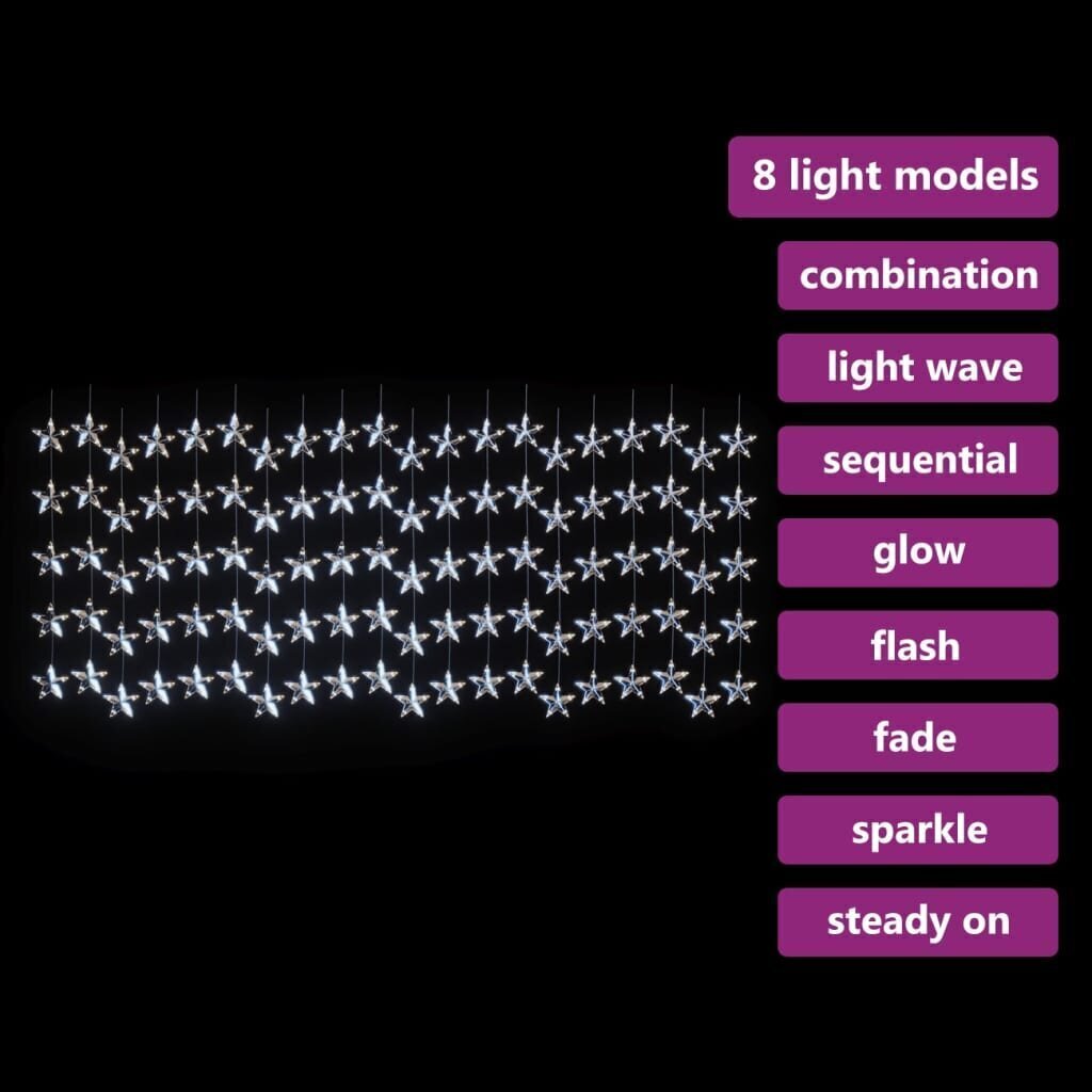 LED žvaigždžių užuolaida, 500 šaltų baltų LED lempučių цена и информация | Ziemassvētku lampiņas, LED virtenes | 220.lv