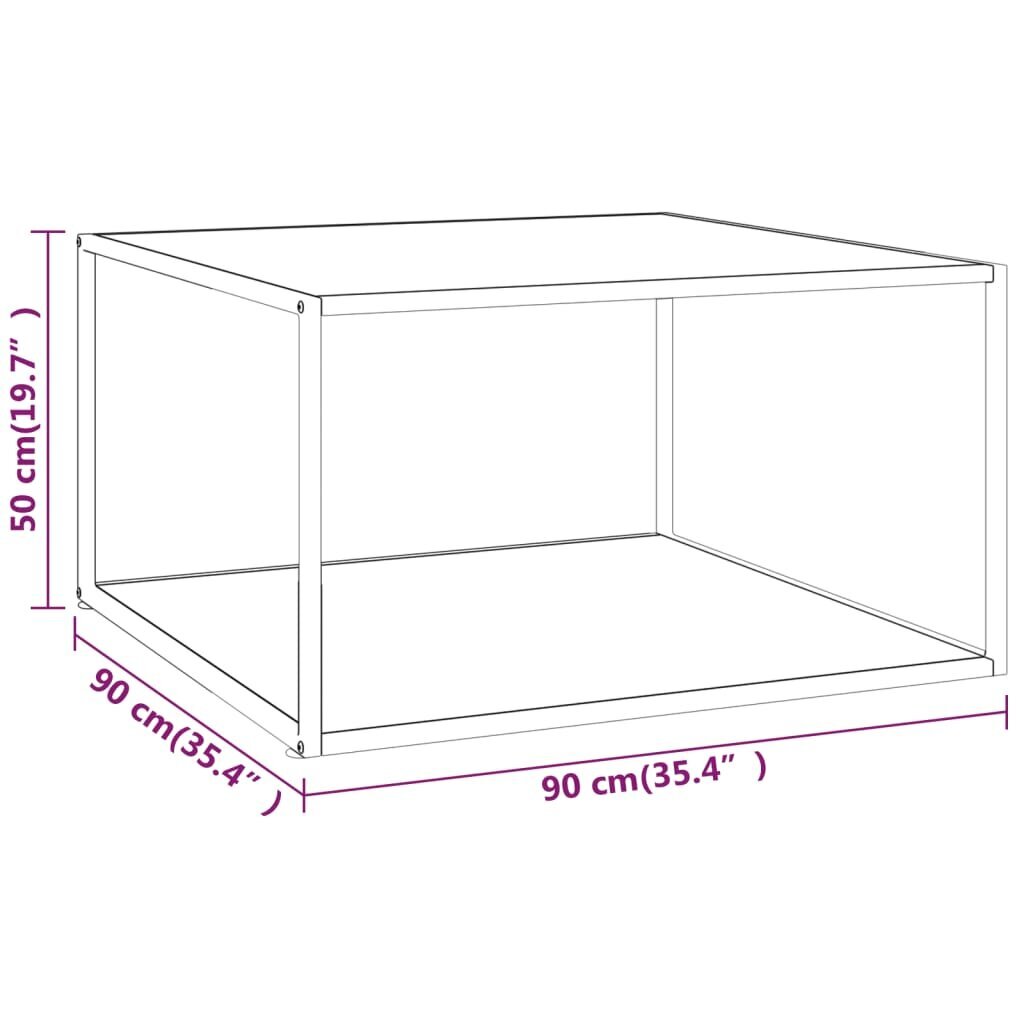 vidaXL kafijas galdiņš, 90x90x50 cm, melnbalts marmora raksts, stikls cena un informācija | Žurnālgaldiņi | 220.lv