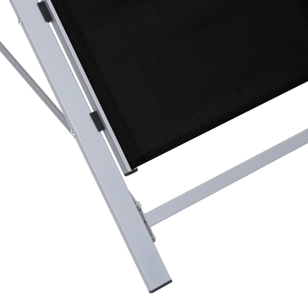 vidaXL sauļošanās zviļņi, 2 gab., ar galdiņu, melni, alumīnijs cena un informācija | Sauļošanās krēsli | 220.lv