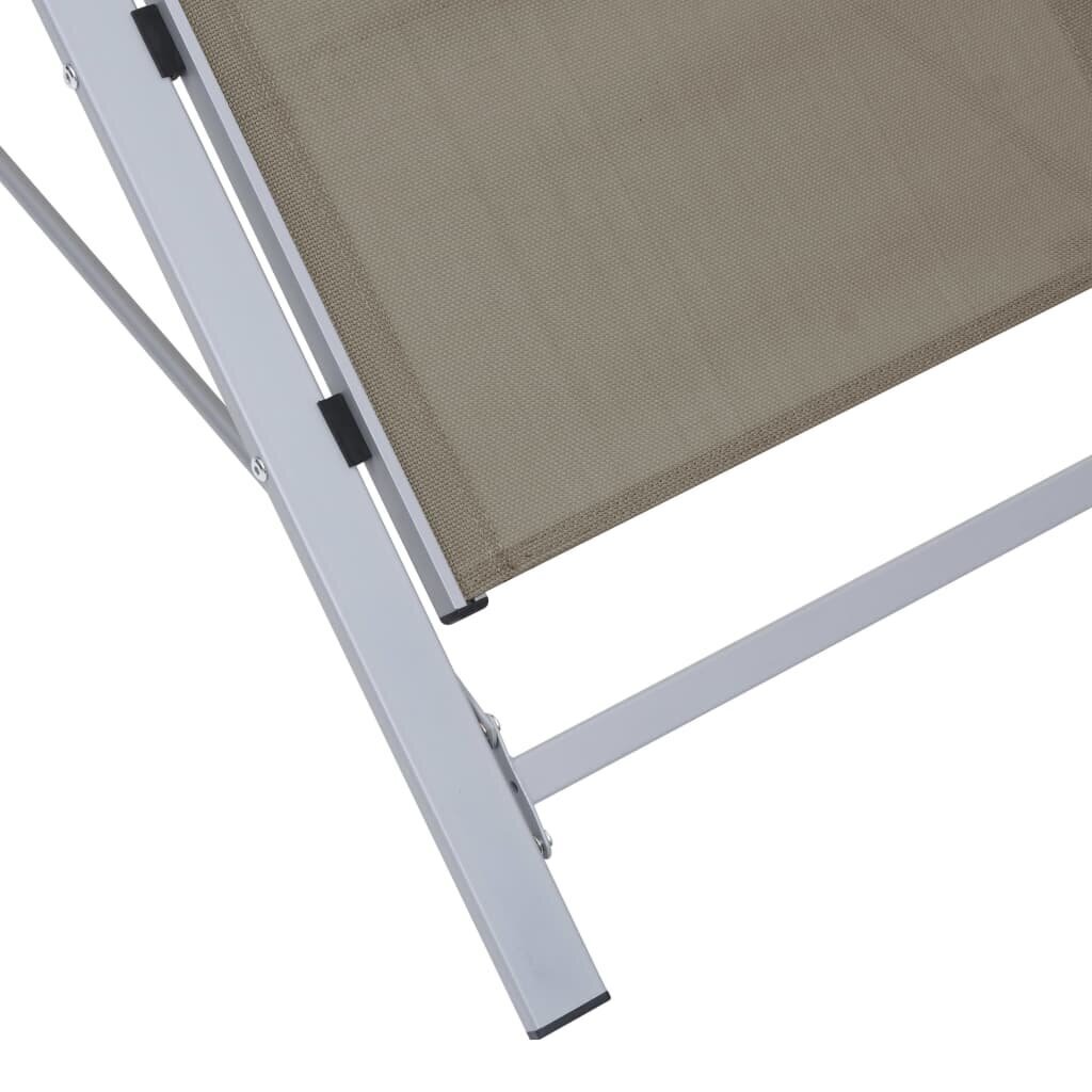 vidaXL sauļošanās zviļņi, 2 gab., ar galdiņu, pelēkbrūni, alumīnijs cena un informācija | Sauļošanās krēsli | 220.lv