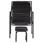 vidaXL atpūtas krēsls ar kājsoliņu, melna dabīgā āda cena un informācija | Dārza krēsli | 220.lv