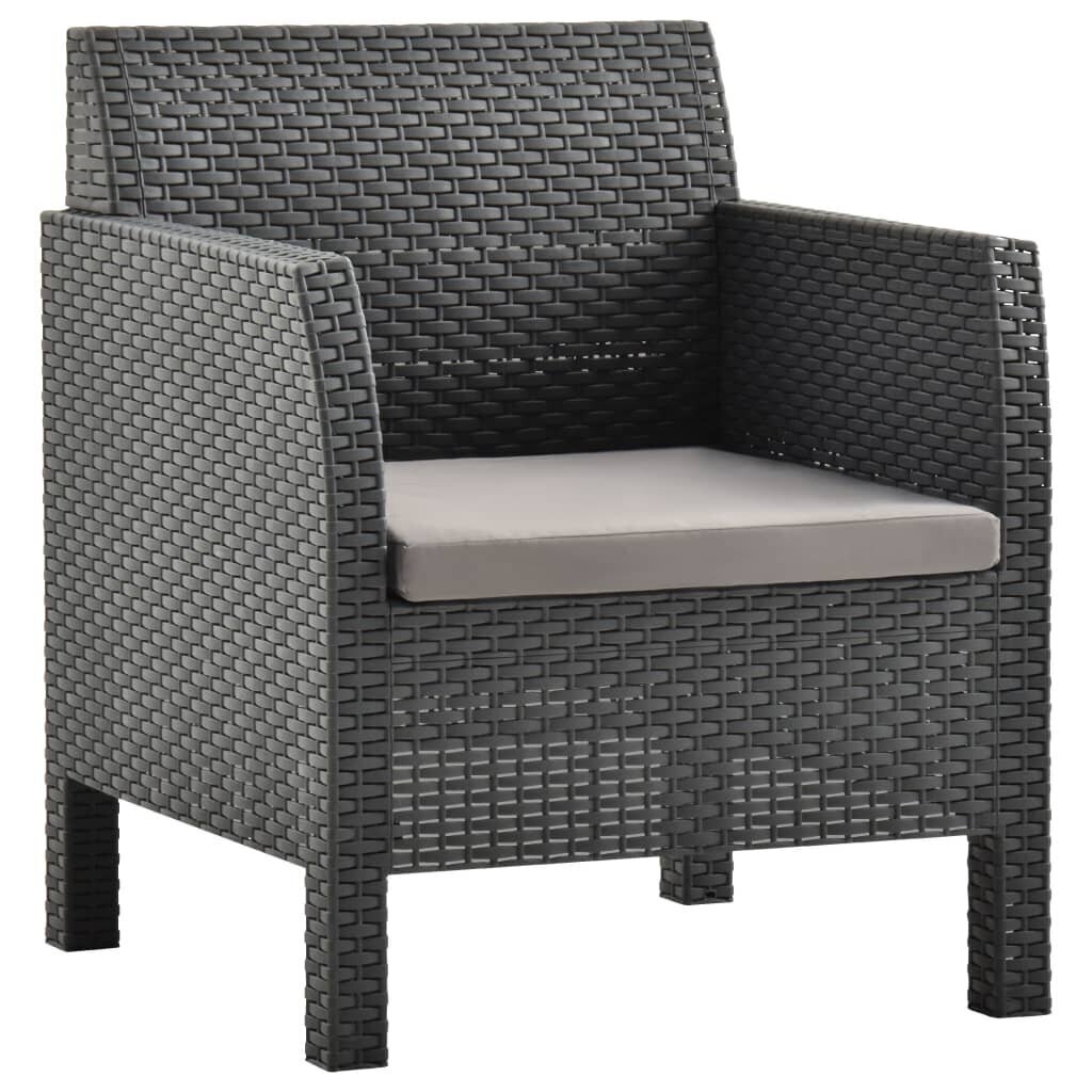 vidaXL dārza krēsls ar matraci, PP, antracītpelēks cena un informācija | Dārza krēsli | 220.lv
