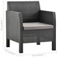 vidaXL dārza krēsls ar matraci, PP, antracītpelēks cena un informācija | Dārza krēsli | 220.lv