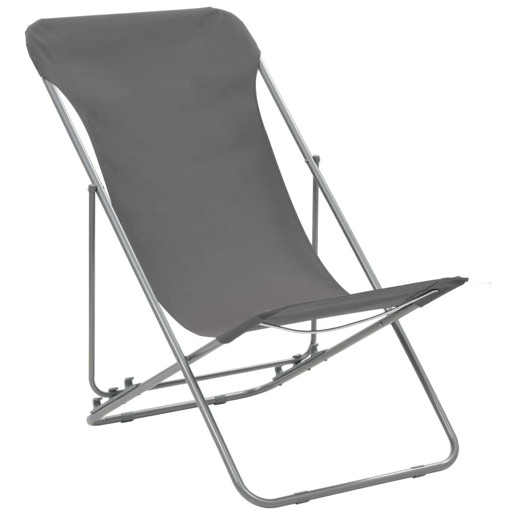 vidaXL saliekami pludmales krēsli, 2 gab., tērauds, audums, pelēki cena un informācija | Dārza krēsli | 220.lv