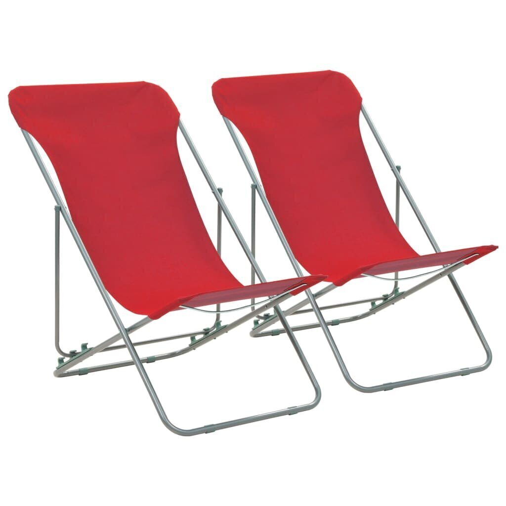 vidaXL saliekami pludmales krēsli, 2 gab., tērauds, audums, sarkani cena un informācija | Dārza krēsli | 220.lv
