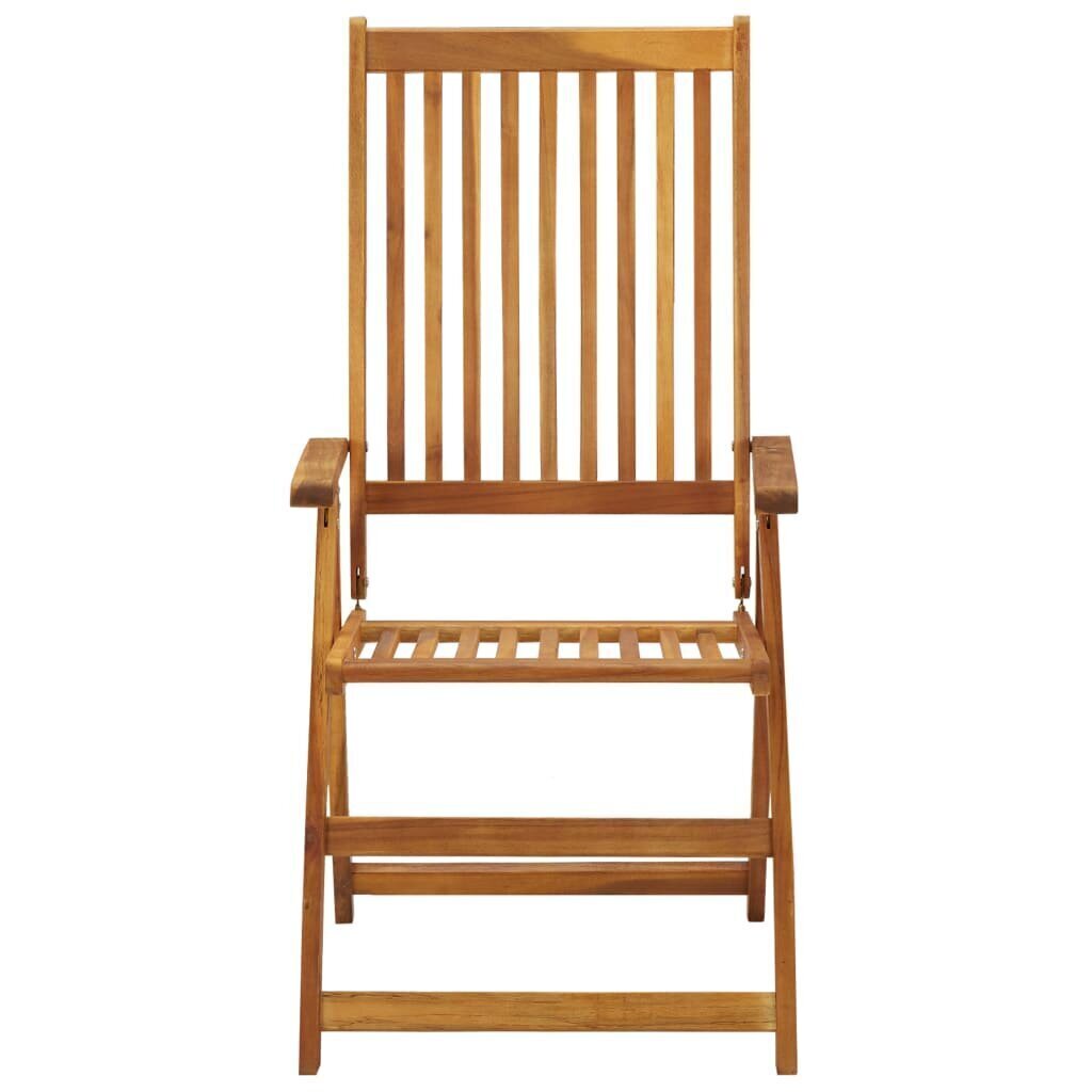 vidaXL saliekami dārza krēsli ar matračiem, 3 gab., akācijas masīvkoks цена и информация | Dārza krēsli | 220.lv