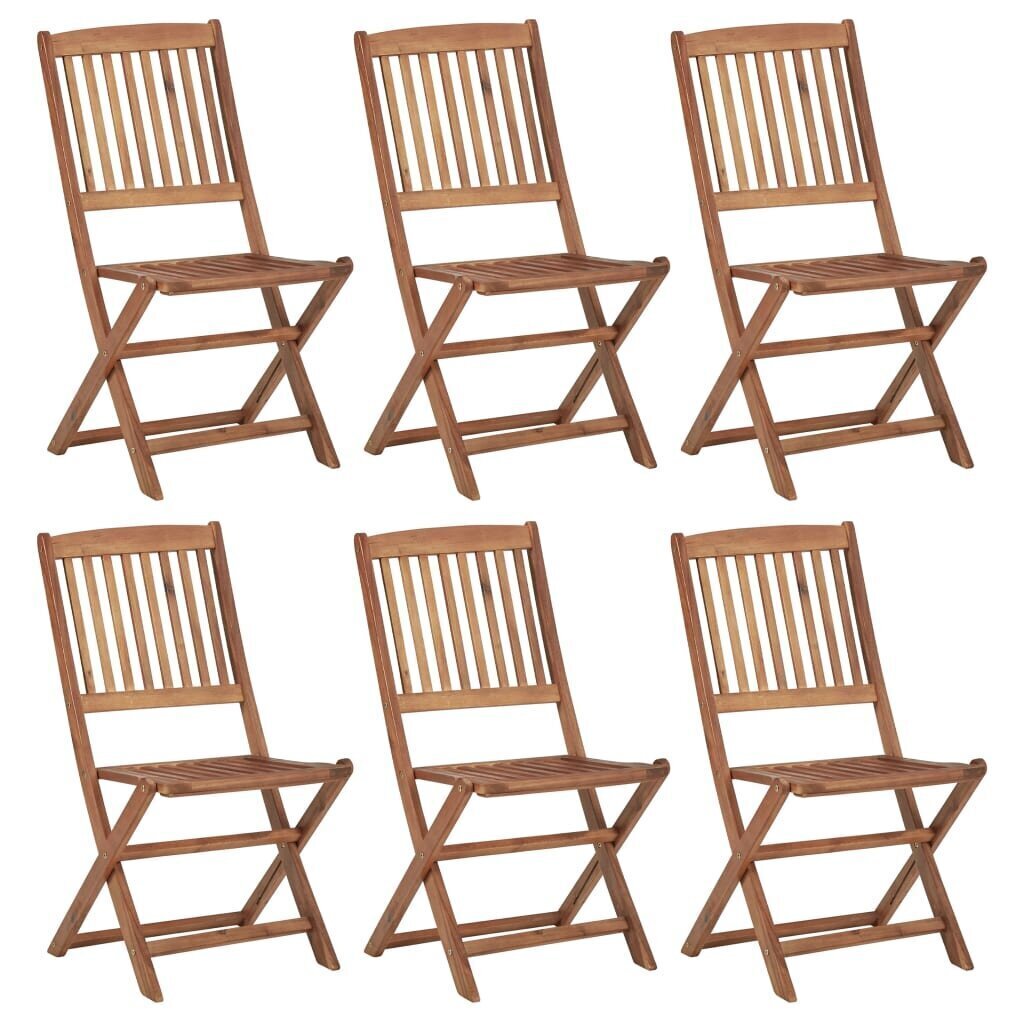 vidaXL saliekami dārza krēsli, 6 gab., akācijas masīvkoks цена и информация | Dārza krēsli | 220.lv