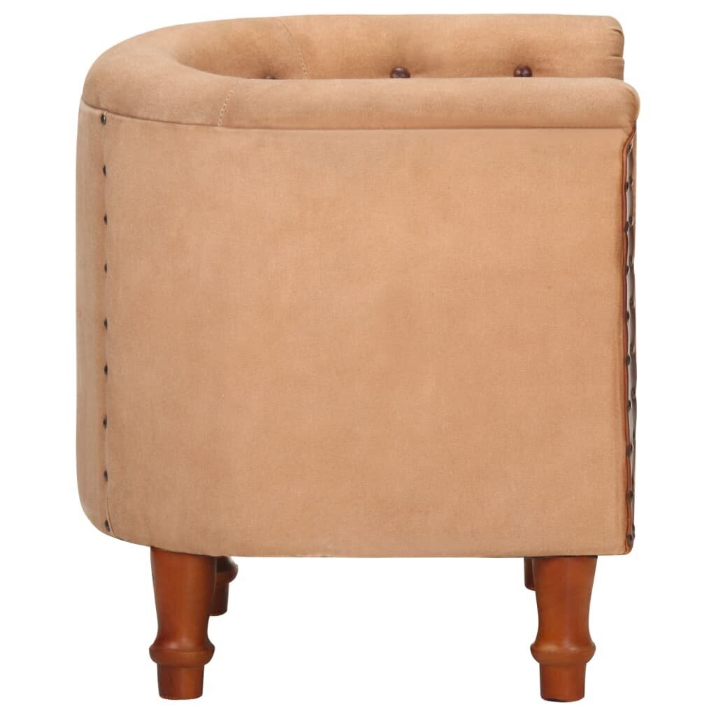 vidaXL atpūtas krēsls, brūna dabīgā āda un mango masīvkoks cena un informācija | Dārza krēsli | 220.lv