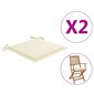 vidaXL dārza krēslu matrači, 2 gab., krēmkrāsas audums, 40x40x4 cm цена и информация | Krēslu paliktņi | 220.lv