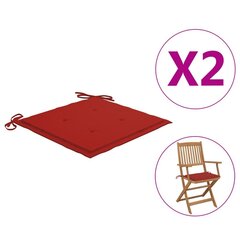 vidaXL dārza krēslu matrači, 2 gab., sarkans audums, 40x40x4 cm cena un informācija | Krēslu paliktņi | 220.lv