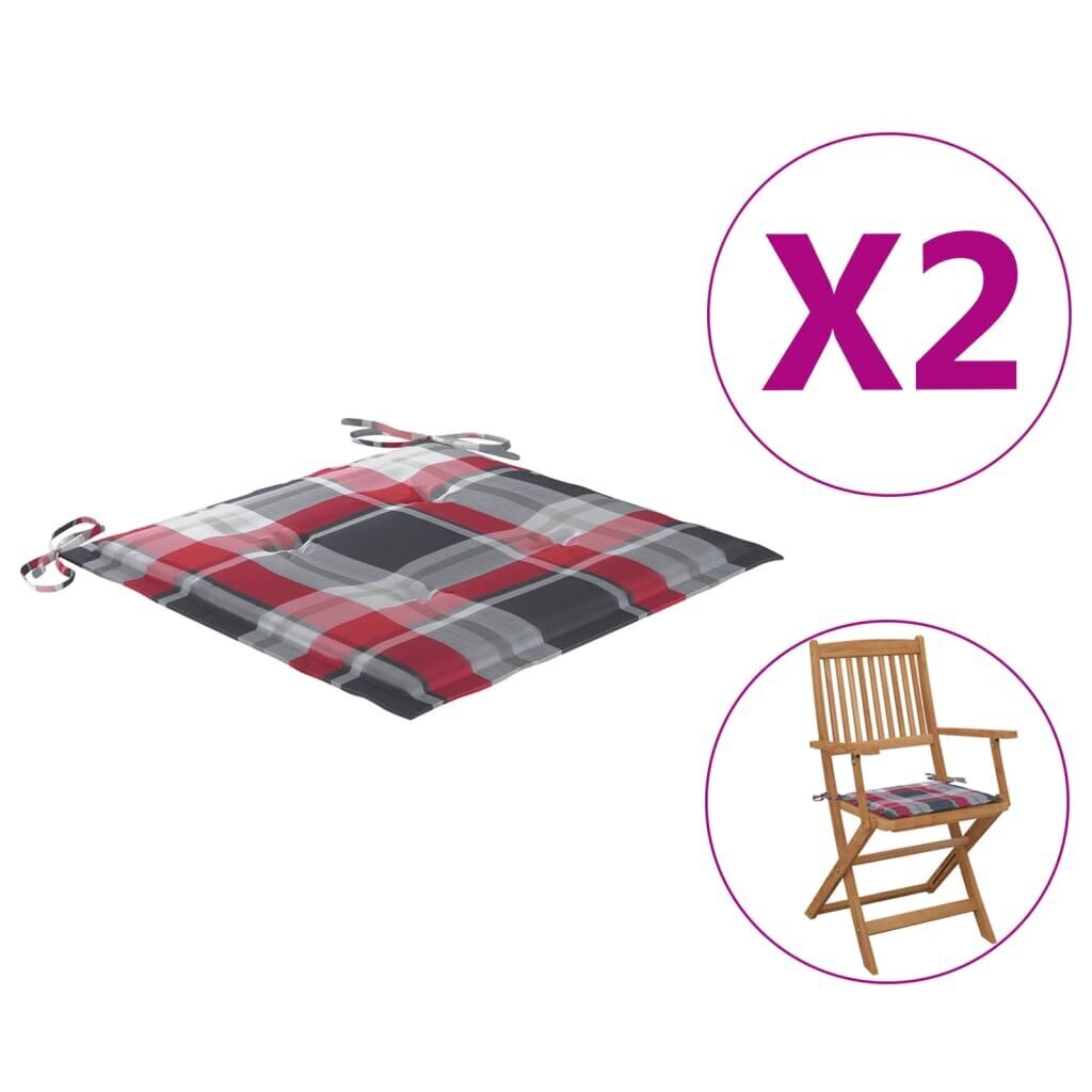 vidaXL dārza krēslu matrači, 2 gab., četrstūru raksts, 40x40x4 cm cena un informācija | Krēslu paliktņi | 220.lv