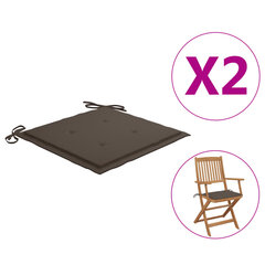 vidaXL dārza krēslu matrači, 2 gab., pelēkbrūns audums, 40x40x4 cm cena un informācija | Krēslu paliktņi | 220.lv