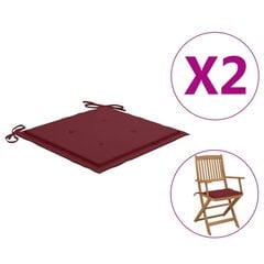 vidaXL dārza krēslu matrači, 2 gab., vīnsarkans audums, 40x40x4 cm cena un informācija | Krēslu paliktņi | 220.lv