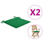 vidaXL dārza krēslu matrači, 2 gab., zaļš audums, 40x40x4 cm cena un informācija | Krēslu paliktņi | 220.lv