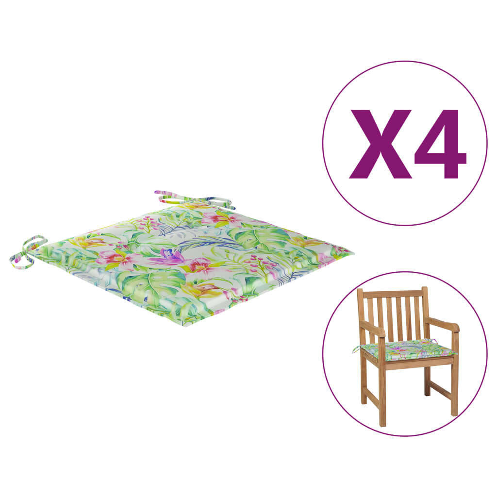 vidaXL dārza krēslu matrači, 4 gab., lapu apdruka, 50x50x4 cm cena un informācija | Krēslu paliktņi | 220.lv