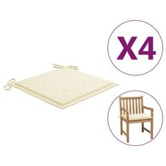 vidaXL dārza krēslu matrači, 4 gab., krēmkrāsas, 50x50x4 cm, audums cena un informācija | Krēslu paliktņi | 220.lv