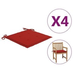 vidaXL dārza krēslu matrači, 4 gab., sarkans audums, 50x50x4 cm cena un informācija | Krēslu paliktņi | 220.lv