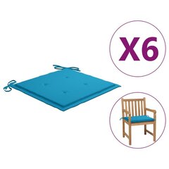 vidaXL dārza krēslu matrači, 6 gab., zils audums, 50x50x4 cm цена и информация | Подушки, наволочки, чехлы | 220.lv