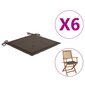 vidaXL dārza krēslu matrači, 6 gab., pelēkbrūns audums, 40x40x4 cm cena un informācija | Krēslu paliktņi | 220.lv