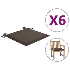 vidaXL dārza krēslu matrači, 6 gab., pelēkbrūni, 50x50x4 cm, audums cena un informācija | Krēslu paliktņi | 220.lv